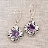 Amethyst Cushion Cut .925 Sterling Silver Earrings from Bali