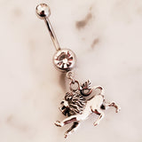 Zodiac Belly Bar with .925 Sterling Silver Horoscope Charm