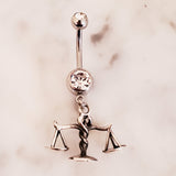 Zodiac Belly Bar with .925 Sterling Silver Horoscope Charm