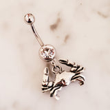 Zodiac Belly Bar with .925 Sterling Silver Horoscope Charm