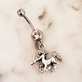 Zodiac Belly Bar with .925 Sterling Silver Horoscope Charm