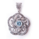 Blue Topaz 925 Solid Sterling Silver Floral Gemstone Pendant December Birthstone