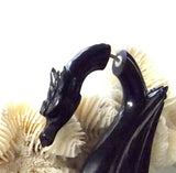 Carved Dragon Split Gauge Earrings Faux Plug Black Gothic