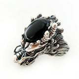 Sz 13 Onyx Dragon .925 Solid Sterling Silver Mens Gemstone Ring Fathers Day Gift