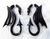 Carved Dragon Split Gauge Earrings Faux Plug Black Gothic