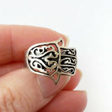 Sz 8-10 Hamsa Ring Solid 925 Sterling Silver Hand Fatima Good Luck Charm Khamsa