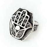 Sz 8-10 Hamsa Ring 925 Sterling Silver Hand of Fatima Khamsa Mothers Day Gift