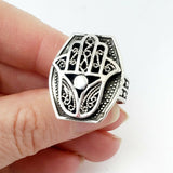 Sz 8-10 Hamsa Ring 925 Sterling Silver Hand of Fatima Khamsa Mothers Day Gift