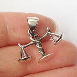 Libra .925 Solid Sterling Silver Horoscope Pendant Zodiac
