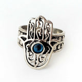 Sz 8-10 Hamsa Ring 925 Sterling Silver Hand of Fatima Luck Charm Khamsa Gift