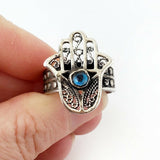 Sz 8-10 Hamsa Ring 925 Sterling Silver Hand of Fatima Protection Khamsa Gift