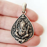 Ghanesh Elephant Amulet .925 Sterling Silver Pendant Ganesha Charm Gift for Yogi