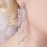 4" Long Bridal Statement Earrings for Prom or Pageant