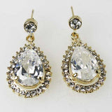Clear Bridal Wedding Drop Dangle Earrings Goldtone made with Swarovski Crystal