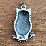 Celtic Owl with Key Amulet Charm .925 Sterling Silver Pendant