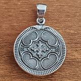 Lion Crux Quadrata Greek Cross Medallion .925 Sterling Silver Charm Pendant