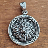 Lion Crux Quadrata Greek Cross Medallion .925 Sterling Silver Charm Pendant