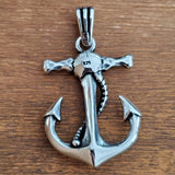 Skull on Anchor Charm .925 Sterling Silver Ocean Pendant