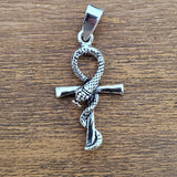 Ankh Snake Amulet Charm .925 Sterling Silver Pendant