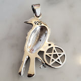 Raven Pentagram .925 Sterling Silver Charm Pendant