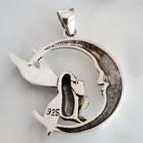 Fairy on Moon Amulet .925 Sterling Silver Charm Pendant