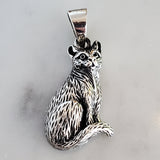 Cat Pendant .925 Sterling Silver Feline Charm