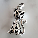 Cat Love .925 Sterling Silver Charm 3D Pendant