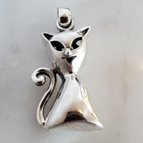 Cat Love .925 Sterling Silver Charm 3D Pendant