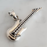 Guitar Charm .925 Sterling Silver Musician Pendant