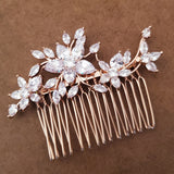Floral CZ Hair Comb for Wedding