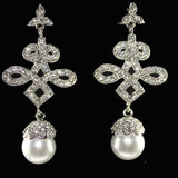 Celtic Knot Bridal Earrings with Pearl Drops
