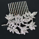Leaf Wedding Hair Comb with Clear Crystal Bridal Jewelry