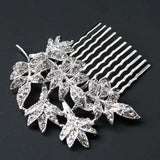 Leaf Bridal Wedding Hair Comb SNK Clear Silvertone made with Swarovski Crystal