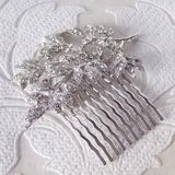 Leaf Wedding Hair Comb with Clear Crystal Bridal Jewelry