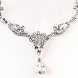 Victorian Bridal Necklace, Earring, Tiara Bridal Parure Set