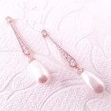 Linear Bridal Earrings with Pearl Drops