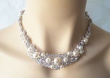 3Pc Bridal Necklace, Bracelet, and Earrings Set Wedding Parure