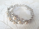 3Pc Bridal Necklace, Bracelet, and Earrings Set Wedding Parure