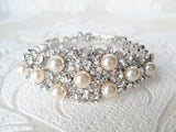 3Pc Bridal Necklace, Bracelet, and Earrings Set Wedding Parure