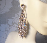 Glamorous Bridal Chandelier Earrings in Silver or Blush Rose Gold