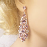 Glamorous Bridal Chandelier Earrings in Silver or Blush Rose Gold