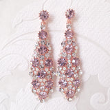 Glamorous Bridal Chandelier Earrings in Silver or Blush Rose Gold