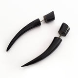 2" Carved Black Taper Fake Gauge Earrings Split Plug Tribal Jewelry