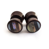 Fake Plug Earrings Shell Inlay Split Gauge Boho Organic Jewelry