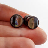 Fake Plug Earrings Shell Inlay Split Gauge Boho Organic Jewelry