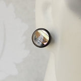 Fake Plug Earrings Shell Inlay Split Gauge Boho Organic Jewelry