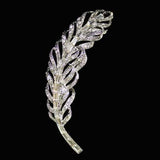 Small Feather Clear Bridal Brooch Wedding made with Swarovski Crystal
