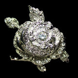 White Rose Flower Bridal Brooch Pin made with Swarovski Crystal