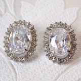 Clipon Bridal Earrings with Crystal Halo